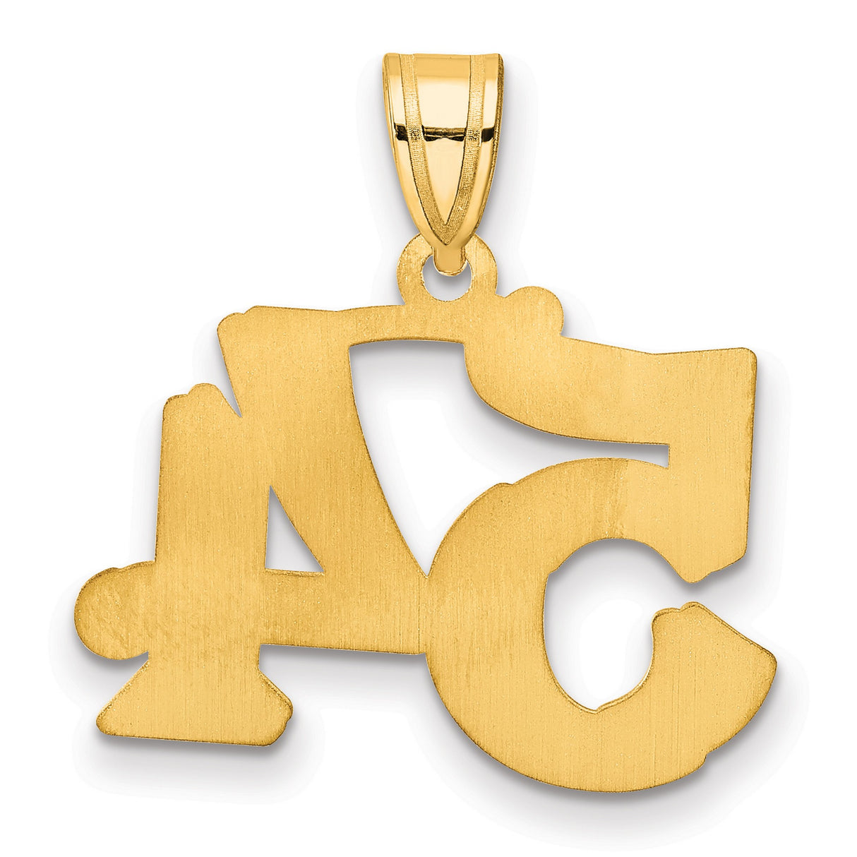 Polished Etched Number 54 Charm Pendant in Real 14k Yellow Gold