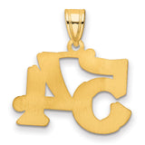 Polished Etched Number 54 Charm Pendant in Real 14k Yellow Gold