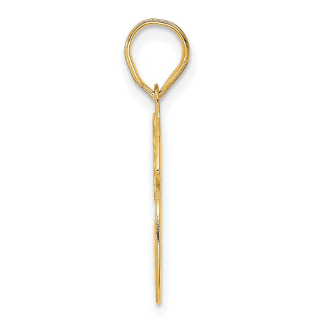 Polished Etched Number 56 Charm Pendant in Real 14k Yellow Gold