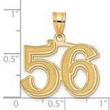 Polished Etched Number 56 Charm Pendant in Real 14k Yellow Gold