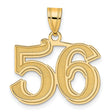Polished Etched Number 56 Charm Pendant in Real 14k Yellow Gold