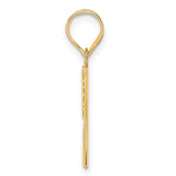 Polished Etched Number 57 Charm Pendant in Real 14k Yellow Gold