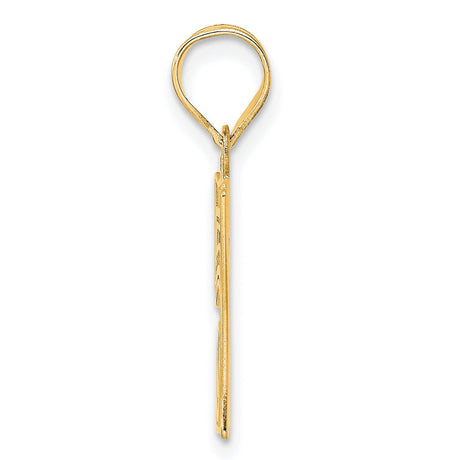 Polished Etched Number 57 Charm Pendant in Real 14k Yellow Gold