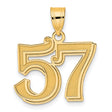 Polished Etched Number 57 Charm Pendant in Real 14k Yellow Gold