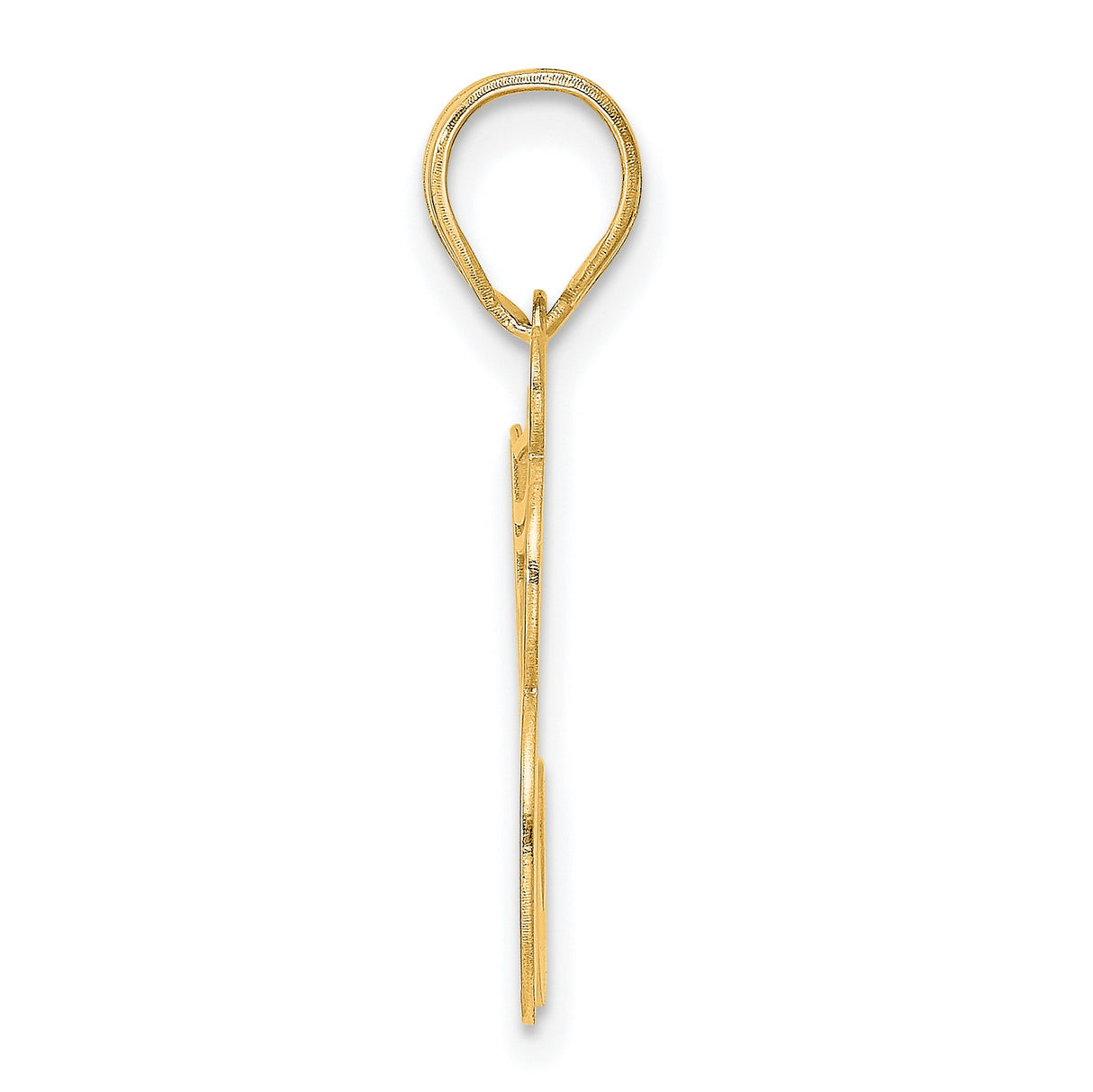 Polished Etched Number 58 Charm Pendant in Real 14k Yellow Gold