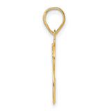 Polished Etched Number 58 Charm Pendant in Real 14k Yellow Gold