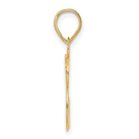 Polished Etched Number 58 Charm Pendant in Real 14k Yellow Gold