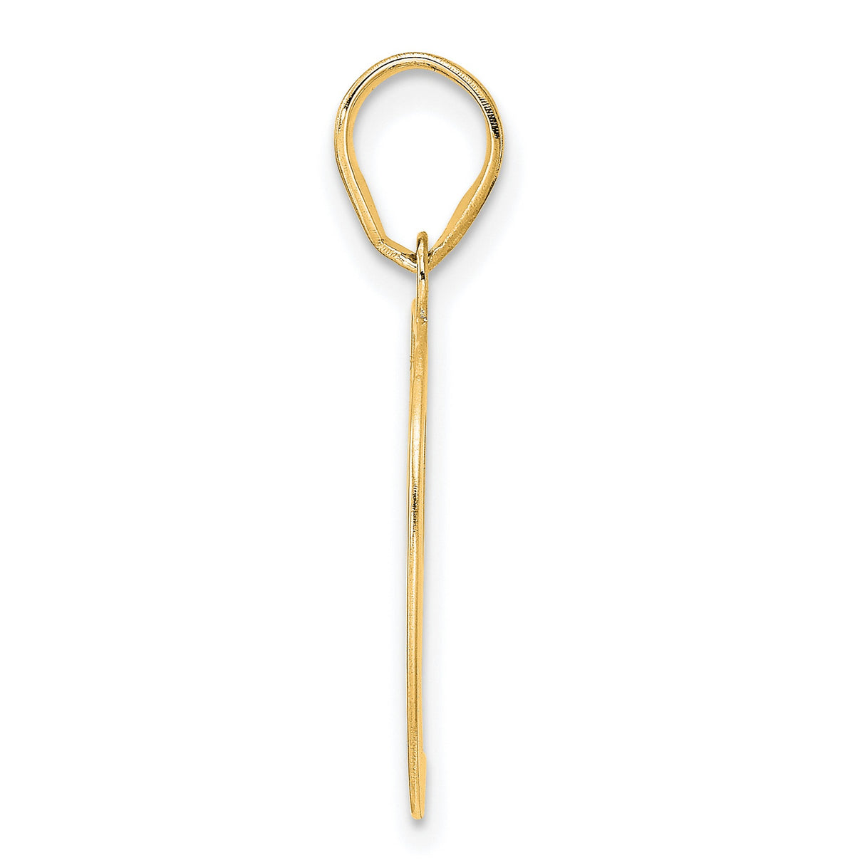 Polished Etched Number 59 Charm Pendant in Real 14k Yellow Gold