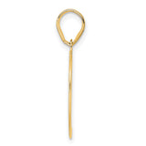 Polished Etched Number 59 Charm Pendant in Real 14k Yellow Gold