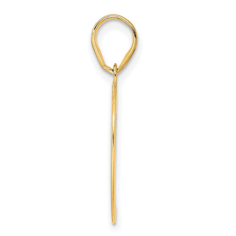 Polished Etched Number 59 Charm Pendant in Real 14k Yellow Gold