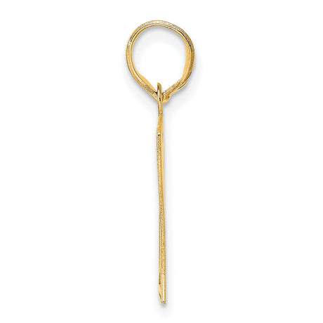 Polished Etched Number 61 Charm Pendant in Real 14k Yellow Gold