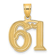 Polished Etched Number 61 Charm Pendant in Real 14k Yellow Gold