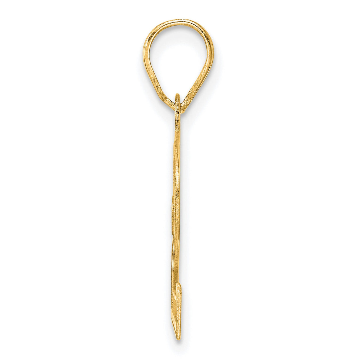 Polished Etched Number 62 Charm Pendant in Real 14k Yellow Gold