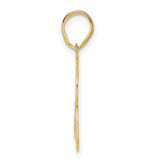 Polished Etched Number 63 Charm Pendant in Real 14k Yellow Gold