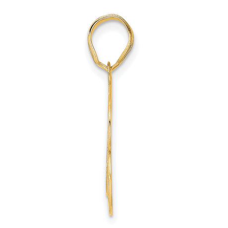 Polished Etched Number 63 Charm Pendant in Real 14k Yellow Gold