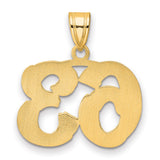 Polished Etched Number 63 Charm Pendant in Real 14k Yellow Gold