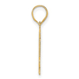 Polished Etched Number 64 Charm Pendant in Real 14k Yellow Gold