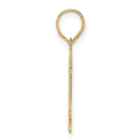 Polished Etched Number 64 Charm Pendant in Real 14k Yellow Gold
