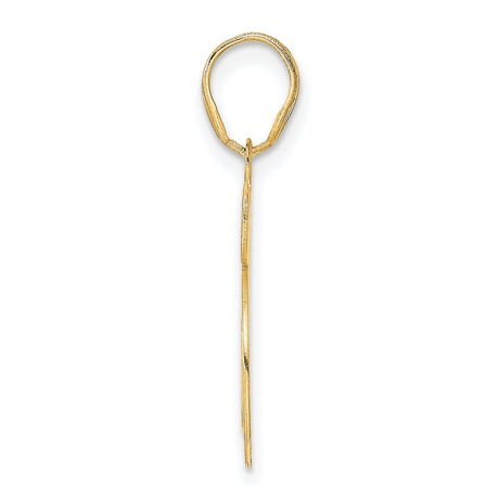 Polished Etched Number 65 Charm Pendant in Real 14k Yellow Gold