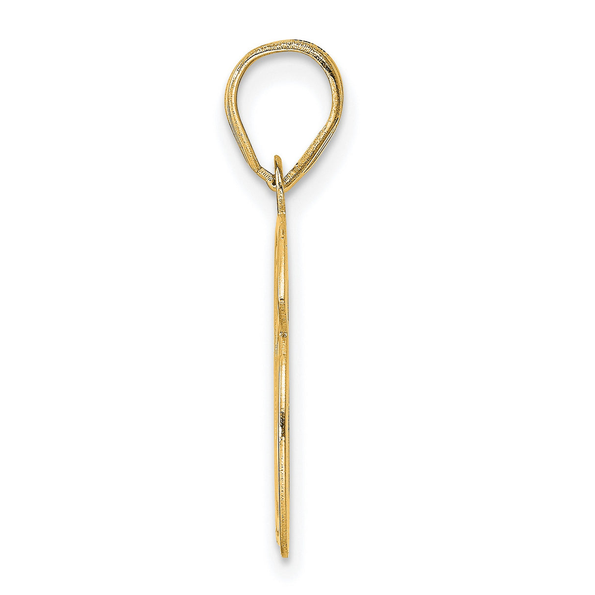 Polished Etched Number 66 Charm Pendant in Real 14k Yellow Gold