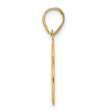 Polished Etched Number 66 Charm Pendant in Real 14k Yellow Gold