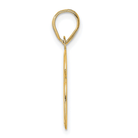 Polished Etched Number 66 Charm Pendant in Real 14k Yellow Gold