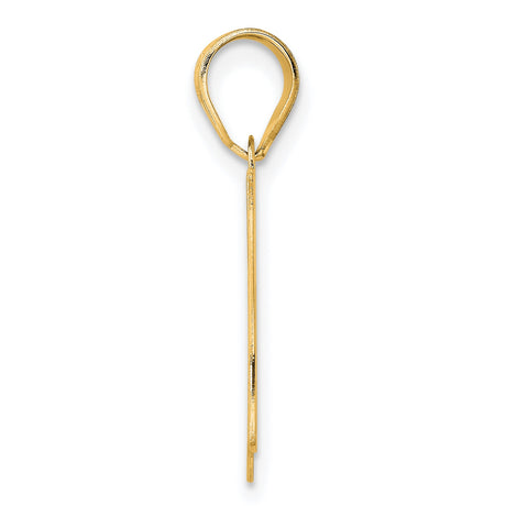 Polished Etched Number 67 Charm Pendant in Real 14k Yellow Gold