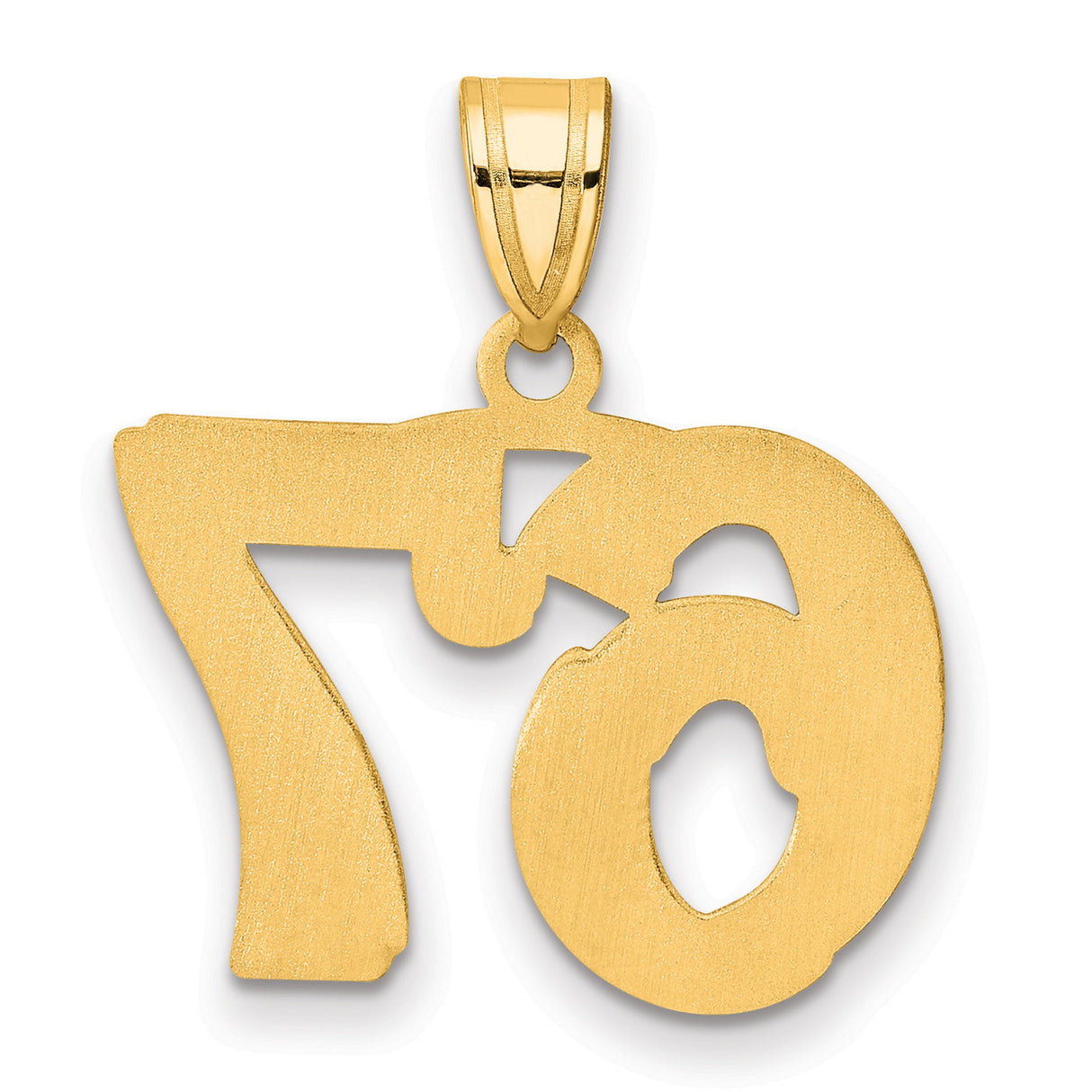Polished Etched Number 67 Charm Pendant in Real 14k Yellow Gold