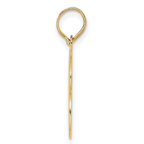 Polished Etched Number 68 Charm Pendant in Real 14k Yellow Gold