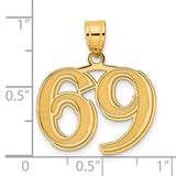 14k Yellow Gold Number 69 Pendant, Polished Bold Unisex Charm, Astrological Statement Jewelry