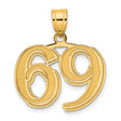 14k Yellow Gold Number 69 Pendant, Polished Bold Unisex Charm, Astrological Statement Jewelry