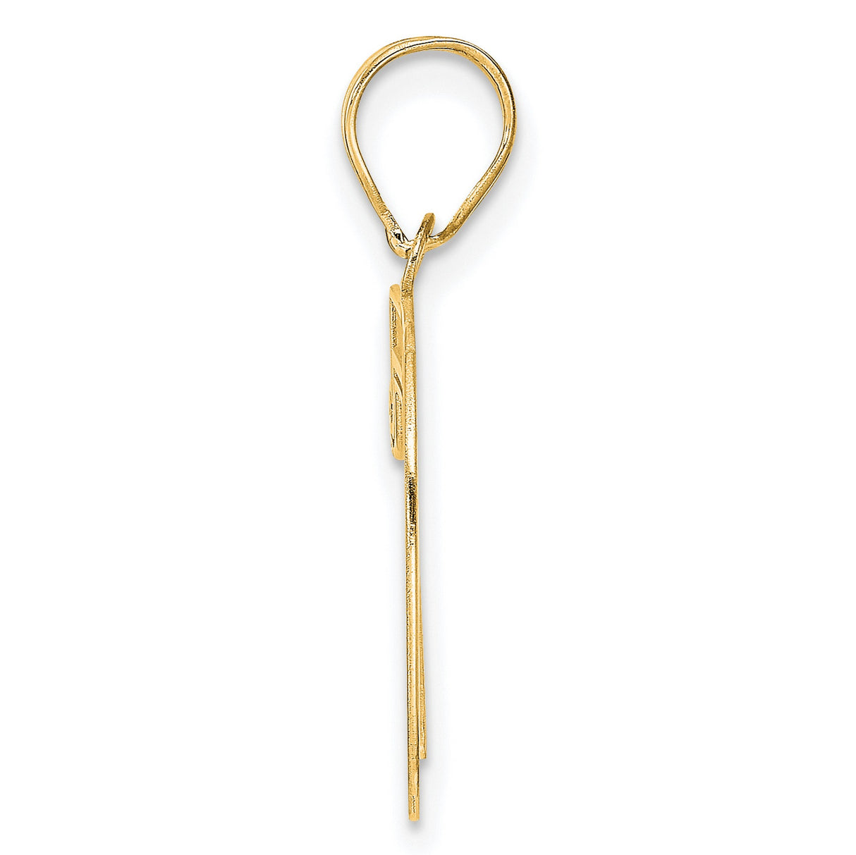 Polished Etched Number 70 Charm Pendant in Real 14k Yellow Gold