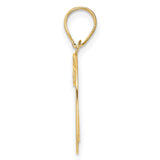 Polished Etched Number 70 Charm Pendant in Real 14k Yellow Gold