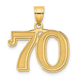Polished Etched Number 70 Charm Pendant in Real 14k Yellow Gold
