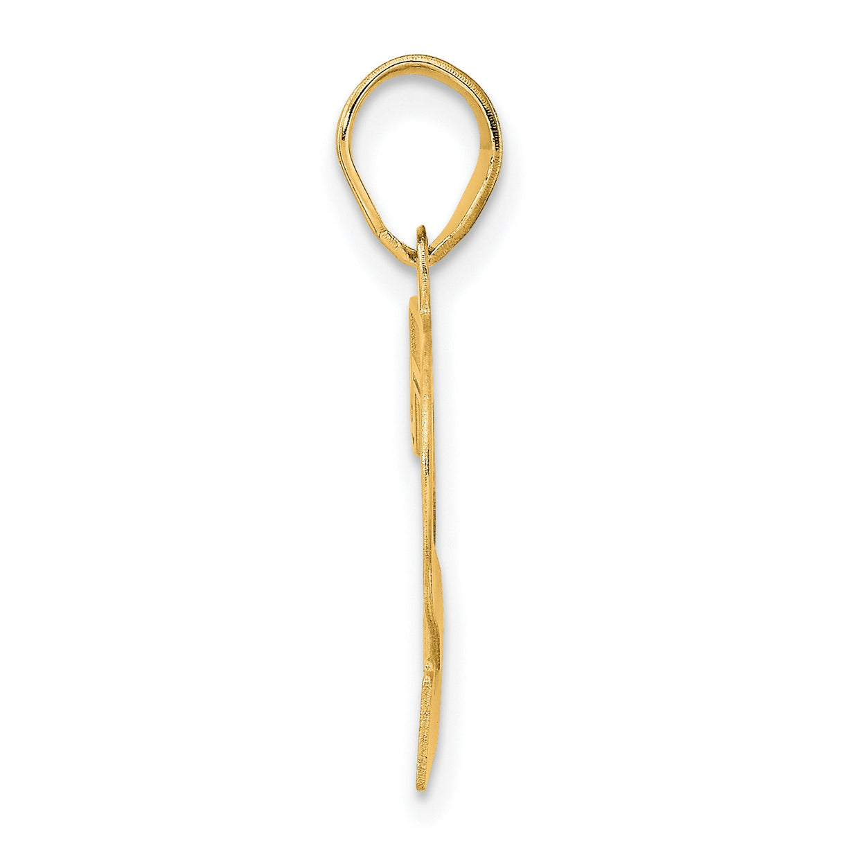 Polished Etched Number 72 Charm Pendant in Real 14k Yellow Gold