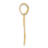 Polished Etched Number 72 Charm Pendant in Real 14k Yellow Gold