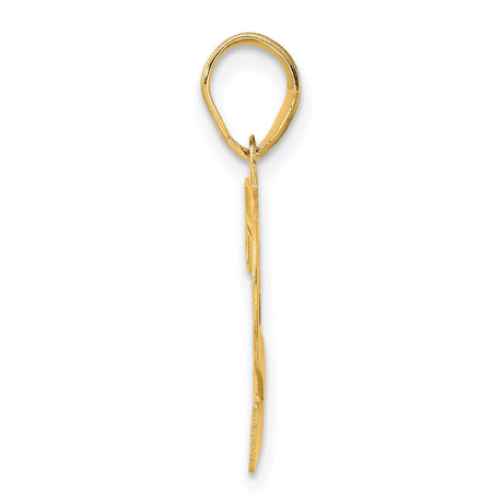 Polished Etched Number 72 Charm Pendant in Real 14k Yellow Gold