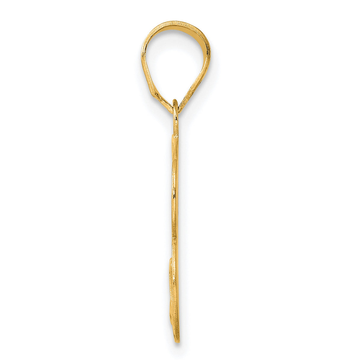 Polished Etched Number 73 Charm Pendant in Real 14k Yellow Gold