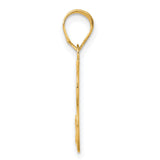 Polished Etched Number 73 Charm Pendant in Real 14k Yellow Gold