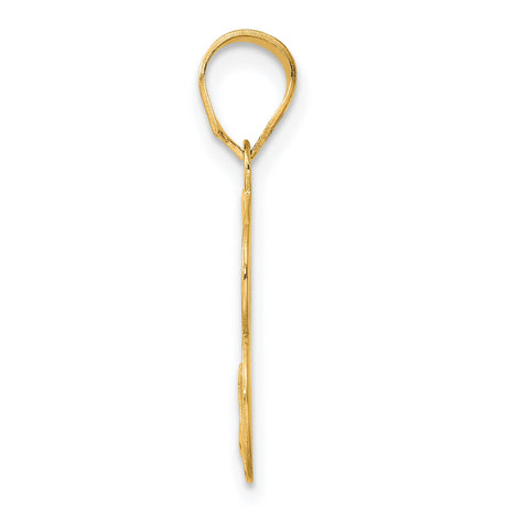 Polished Etched Number 73 Charm Pendant in Real 14k Yellow Gold