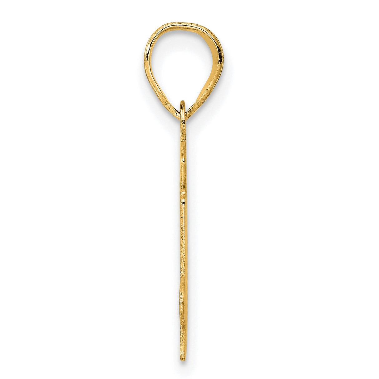 Polished Etched Number 74 Charm Pendant in Real 14k Yellow Gold