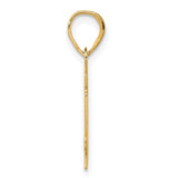 Polished Etched Number 74 Charm Pendant in Real 14k Yellow Gold