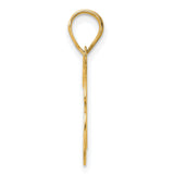 Polished Etched Number 76 Charm Pendant in Real 14k Yellow Gold