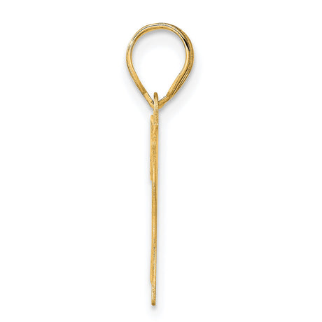 Polished Etched Number 77 Charm Pendant in Real 14k Yellow Gold