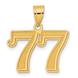 Polished Etched Number 77 Charm Pendant in Real 14k Yellow Gold