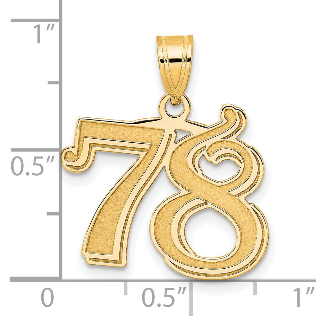 14k Yellow Gold Number 78 Pendant with Polished Finish, Bold Artistic Numerals, Unisex Charm
