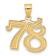 14k Yellow Gold Number 78 Pendant with Polished Finish, Bold Artistic Numerals, Unisex Charm