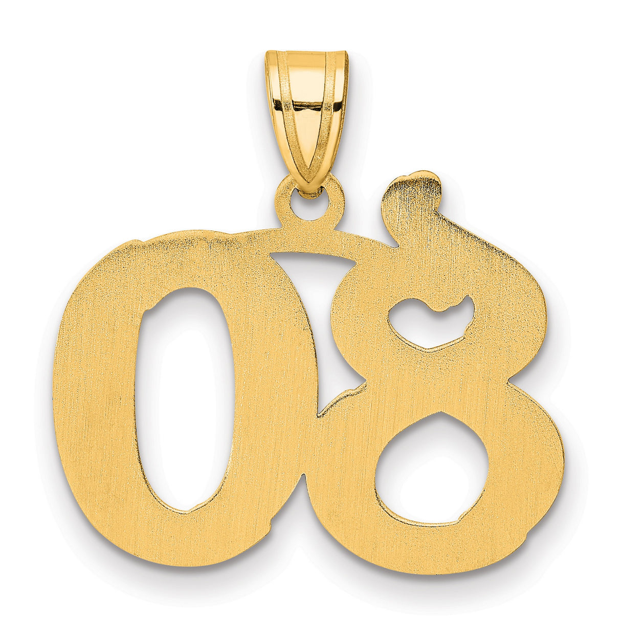 Polished Etched Number 80 Charm Pendant in Real 14k Yellow Gold
