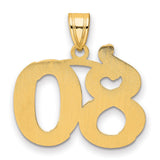 Polished Etched Number 80 Charm Pendant in Real 14k Yellow Gold