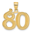 Polished Etched Number 80 Charm Pendant in Real 14k Yellow Gold